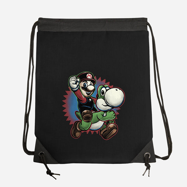 Ride The Green Dino-None-Drawstring-Bag-glitchygorilla