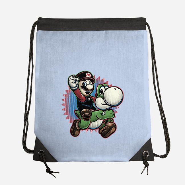Ride The Green Dino-None-Drawstring-Bag-glitchygorilla