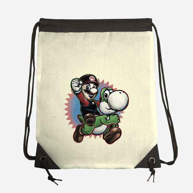 Ride The Green Dino-None-Drawstring-Bag-glitchygorilla