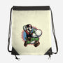 Ride The Green Dino-None-Drawstring-Bag-glitchygorilla