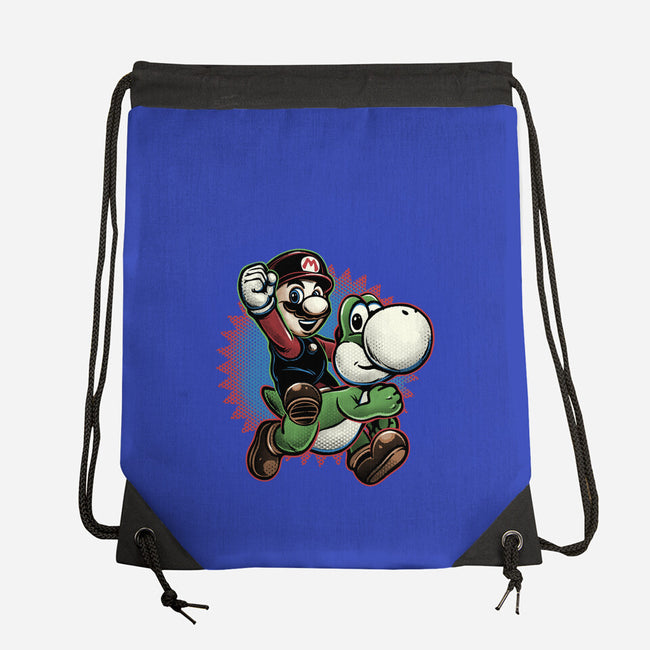 Ride The Green Dino-None-Drawstring-Bag-glitchygorilla