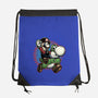 Ride The Green Dino-None-Drawstring-Bag-glitchygorilla