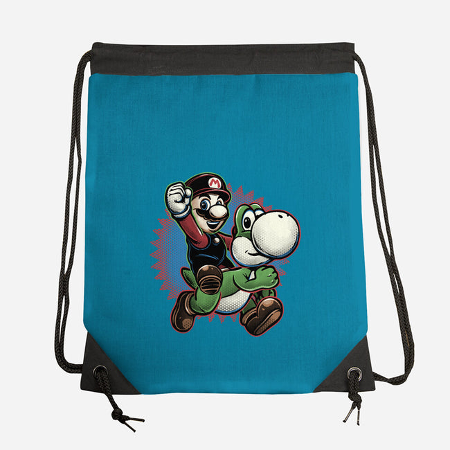 Ride The Green Dino-None-Drawstring-Bag-glitchygorilla