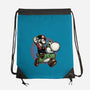 Ride The Green Dino-None-Drawstring-Bag-glitchygorilla