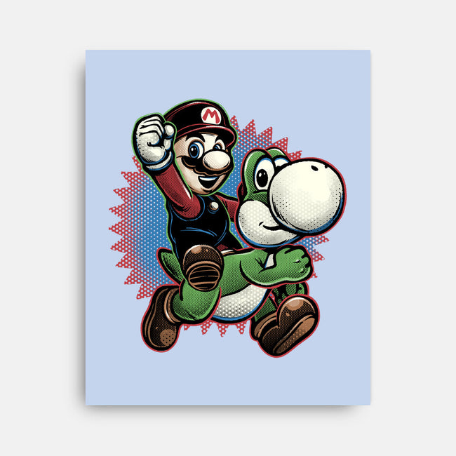 Ride The Green Dino-None-Stretched-Canvas-glitchygorilla