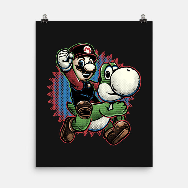 Ride The Green Dino-None-Matte-Poster-glitchygorilla