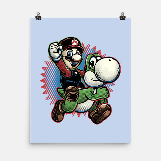 Ride The Green Dino-None-Matte-Poster-glitchygorilla