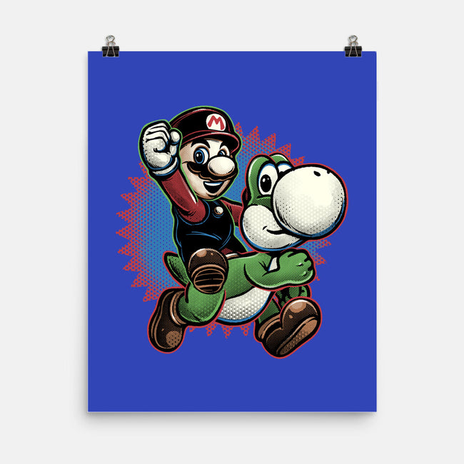 Ride The Green Dino-None-Matte-Poster-glitchygorilla