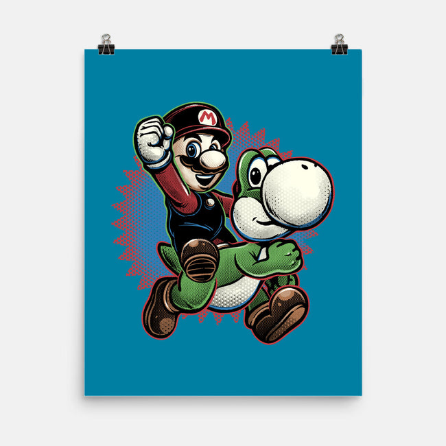 Ride The Green Dino-None-Matte-Poster-glitchygorilla