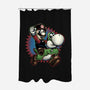 Ride The Green Dino-None-Polyester-Shower Curtain-glitchygorilla