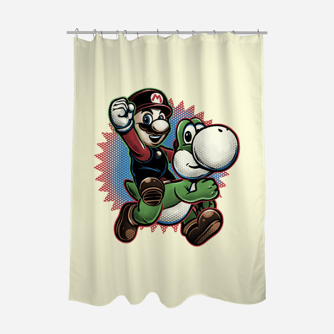 Ride The Green Dino-None-Polyester-Shower Curtain-glitchygorilla