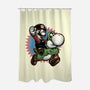 Ride The Green Dino-None-Polyester-Shower Curtain-glitchygorilla