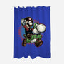 Ride The Green Dino-None-Polyester-Shower Curtain-glitchygorilla