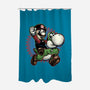 Ride The Green Dino-None-Polyester-Shower Curtain-glitchygorilla