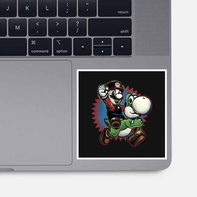 Ride The Green Dino-None-Glossy-Sticker-glitchygorilla