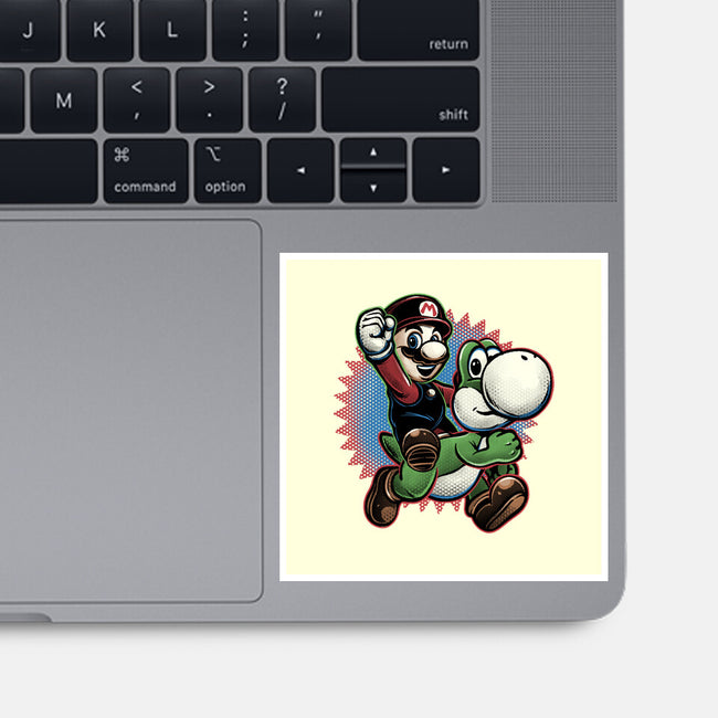 Ride The Green Dino-None-Glossy-Sticker-glitchygorilla