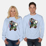 Ride The Green Dino-Unisex-Crew Neck-Sweatshirt-glitchygorilla
