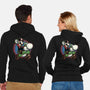 Ride The Green Dino-Unisex-Zip-Up-Sweatshirt-glitchygorilla
