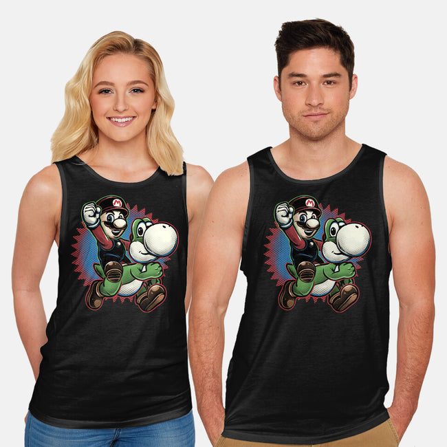 Ride The Green Dino-Unisex-Basic-Tank-glitchygorilla