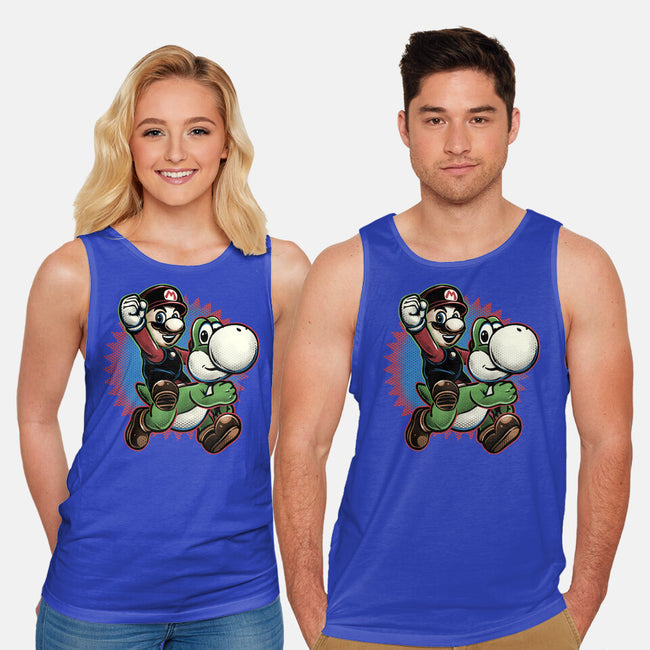 Ride The Green Dino-Unisex-Basic-Tank-glitchygorilla