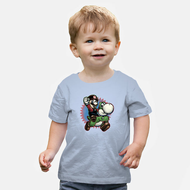 Ride The Green Dino-Baby-Basic-Tee-glitchygorilla