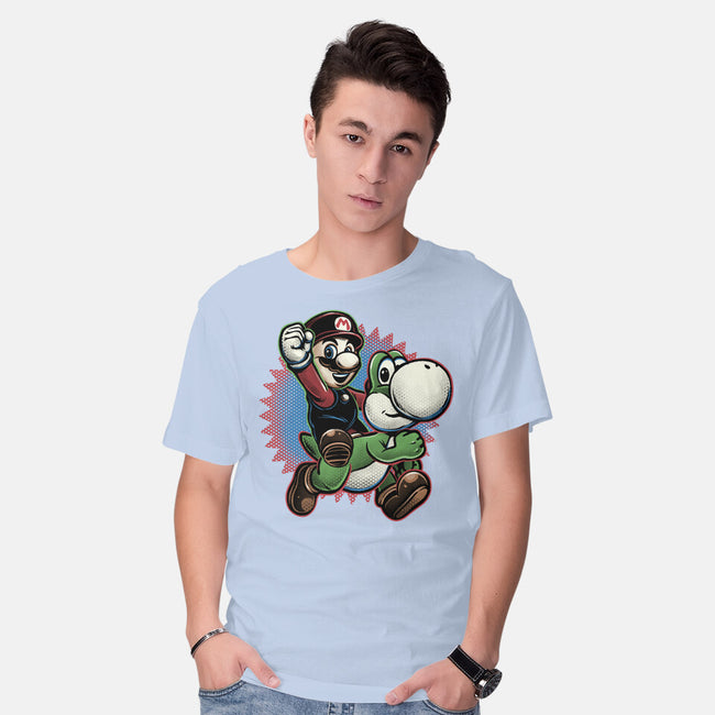 Ride The Green Dino-Mens-Basic-Tee-glitchygorilla