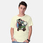 Ride The Green Dino-Mens-Basic-Tee-glitchygorilla