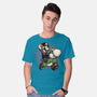 Ride The Green Dino-Mens-Basic-Tee-glitchygorilla