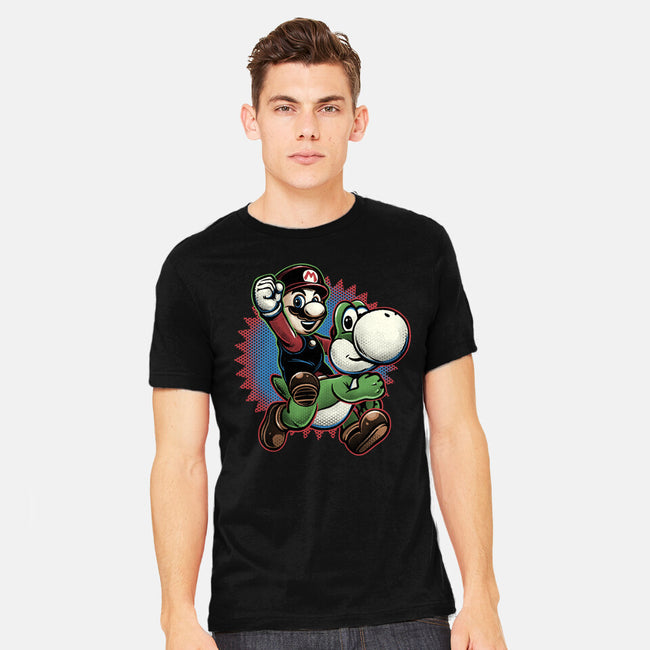 Ride The Green Dino-Mens-Heavyweight-Tee-glitchygorilla