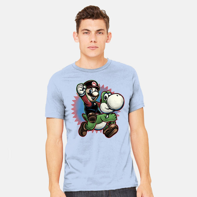 Ride The Green Dino-Mens-Heavyweight-Tee-glitchygorilla