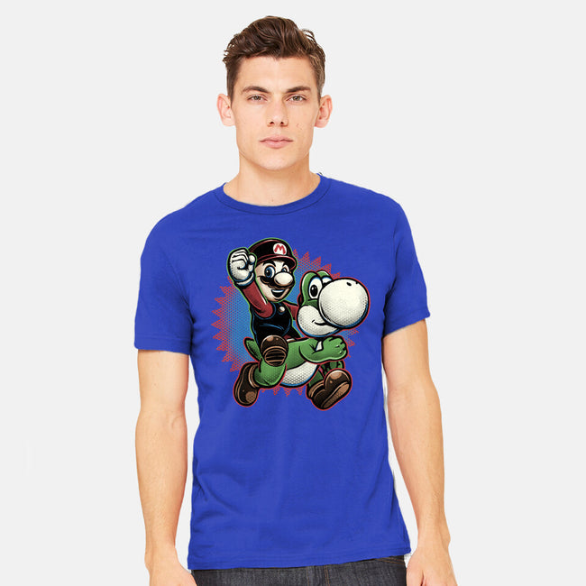 Ride The Green Dino-Mens-Heavyweight-Tee-glitchygorilla