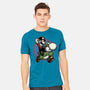 Ride The Green Dino-Mens-Heavyweight-Tee-glitchygorilla