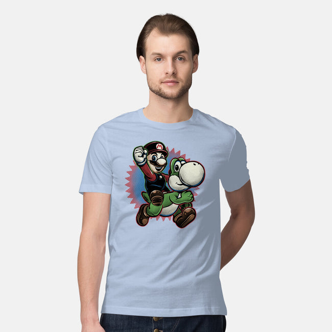 Ride The Green Dino-Mens-Premium-Tee-glitchygorilla