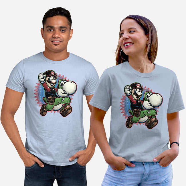 Ride The Green Dino-Unisex-Basic-Tee-glitchygorilla