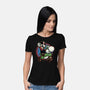 Ride The Green Dino-Womens-Basic-Tee-glitchygorilla