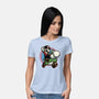 Ride The Green Dino-Womens-Basic-Tee-glitchygorilla
