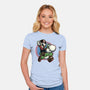 Ride The Green Dino-Womens-Fitted-Tee-glitchygorilla