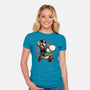 Ride The Green Dino-Womens-Fitted-Tee-glitchygorilla