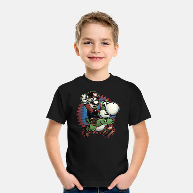 Ride The Green Dino-Youth-Basic-Tee-glitchygorilla