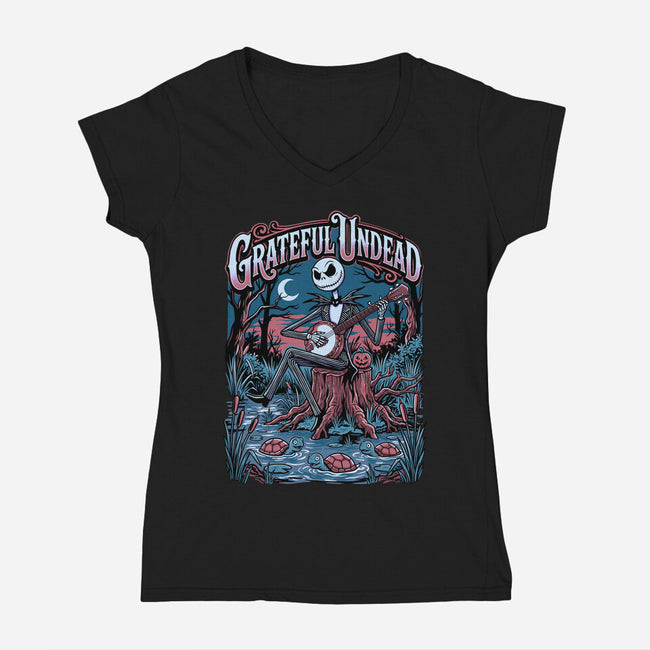 The Undead Band-Womens-V-Neck-Tee-P1yu5h