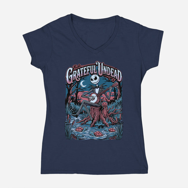 The Undead Band-Womens-V-Neck-Tee-P1yu5h