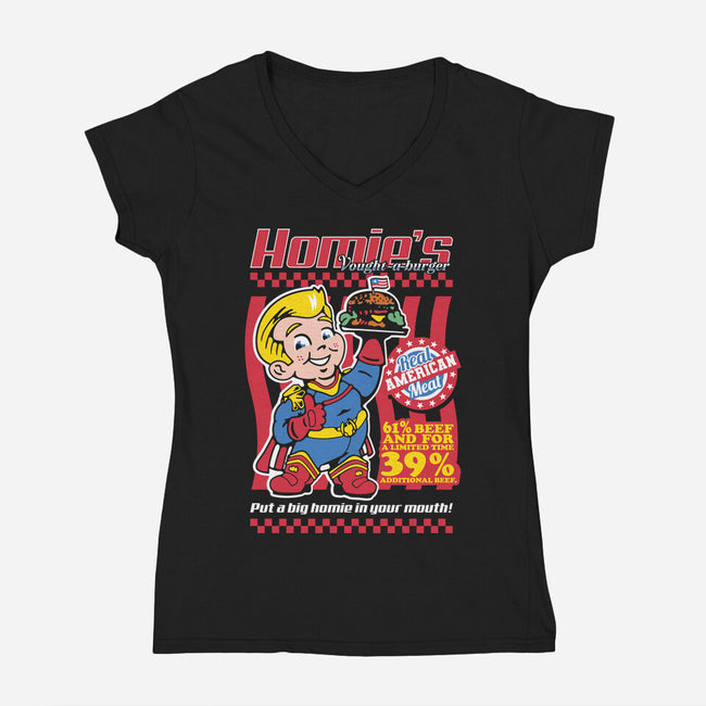 Big Homie Burger-Womens-V-Neck-Tee-demonigote
