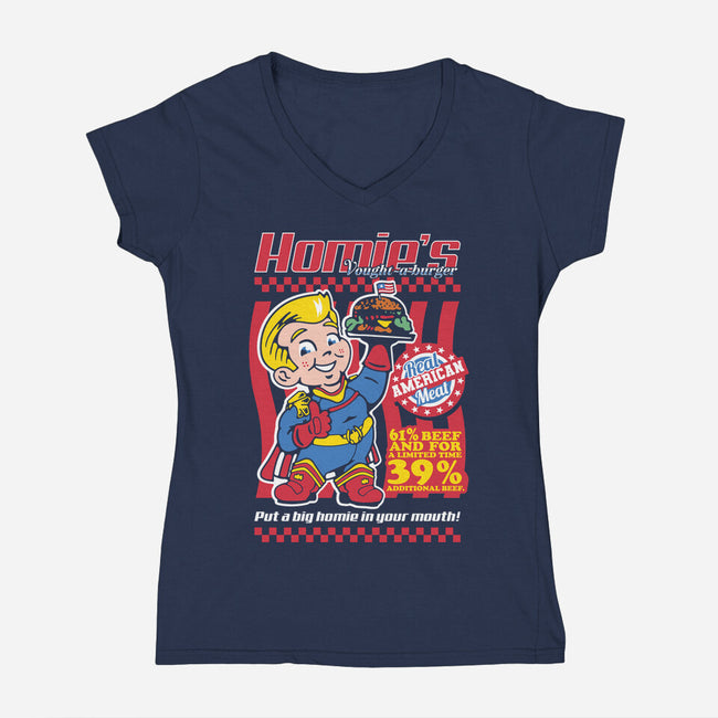 Big Homie Burger-Womens-V-Neck-Tee-demonigote