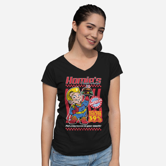 Big Homie Burger-Womens-V-Neck-Tee-demonigote