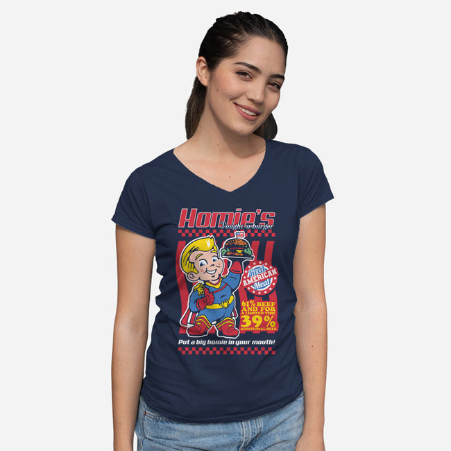 Big Homie Burger-Womens-V-Neck-Tee-demonigote