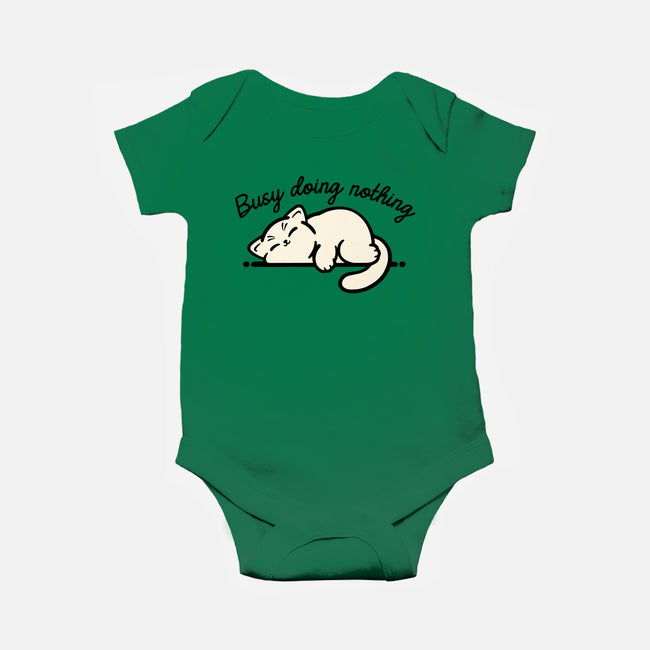 Kitty Busy Doing Nothing-Baby-Basic-Onesie-NemiMakeit
