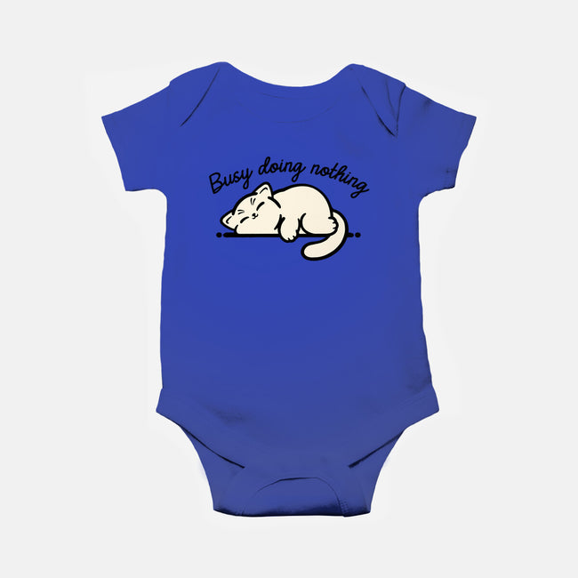 Kitty Busy Doing Nothing-Baby-Basic-Onesie-NemiMakeit