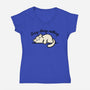 Kitty Busy Doing Nothing-Womens-V-Neck-Tee-NemiMakeit
