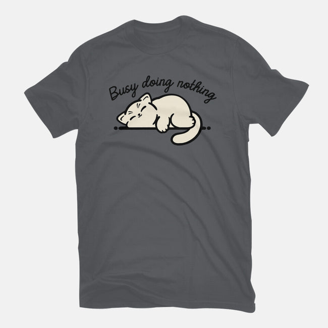 Kitty Busy Doing Nothing-Mens-Basic-Tee-NemiMakeit