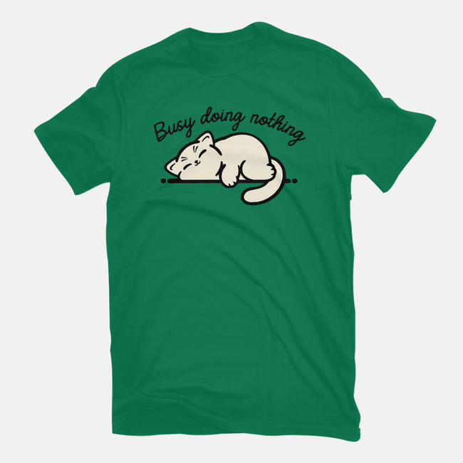 Kitty Busy Doing Nothing-Mens-Basic-Tee-NemiMakeit